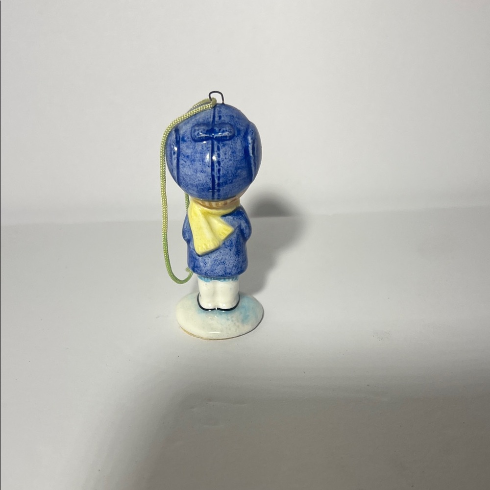 Little Boy with Gifts Blue and White Ceramic Ornament-1976 Japan - Picture 2 of 3